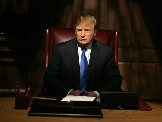 Donald Trump on the set for his show, "The Apprentice"