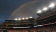 July 16: A rainbow appeared over Nationals Park during