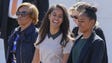 Malia, left, and Sasha Obama arrive for activities