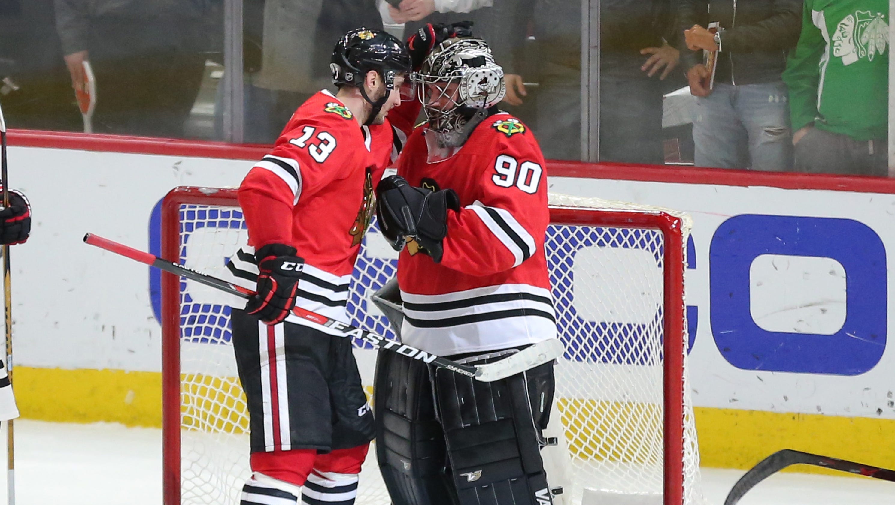 How did a 36-year-old accountant play goalie in Chicago Blackhawks' win?