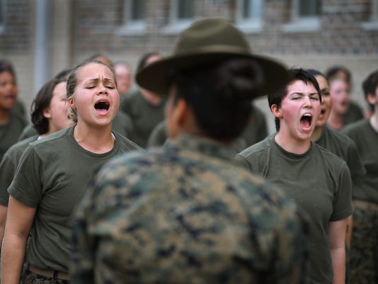 Women Attend Marine Boot Camp At Parris Island, South Carolina
