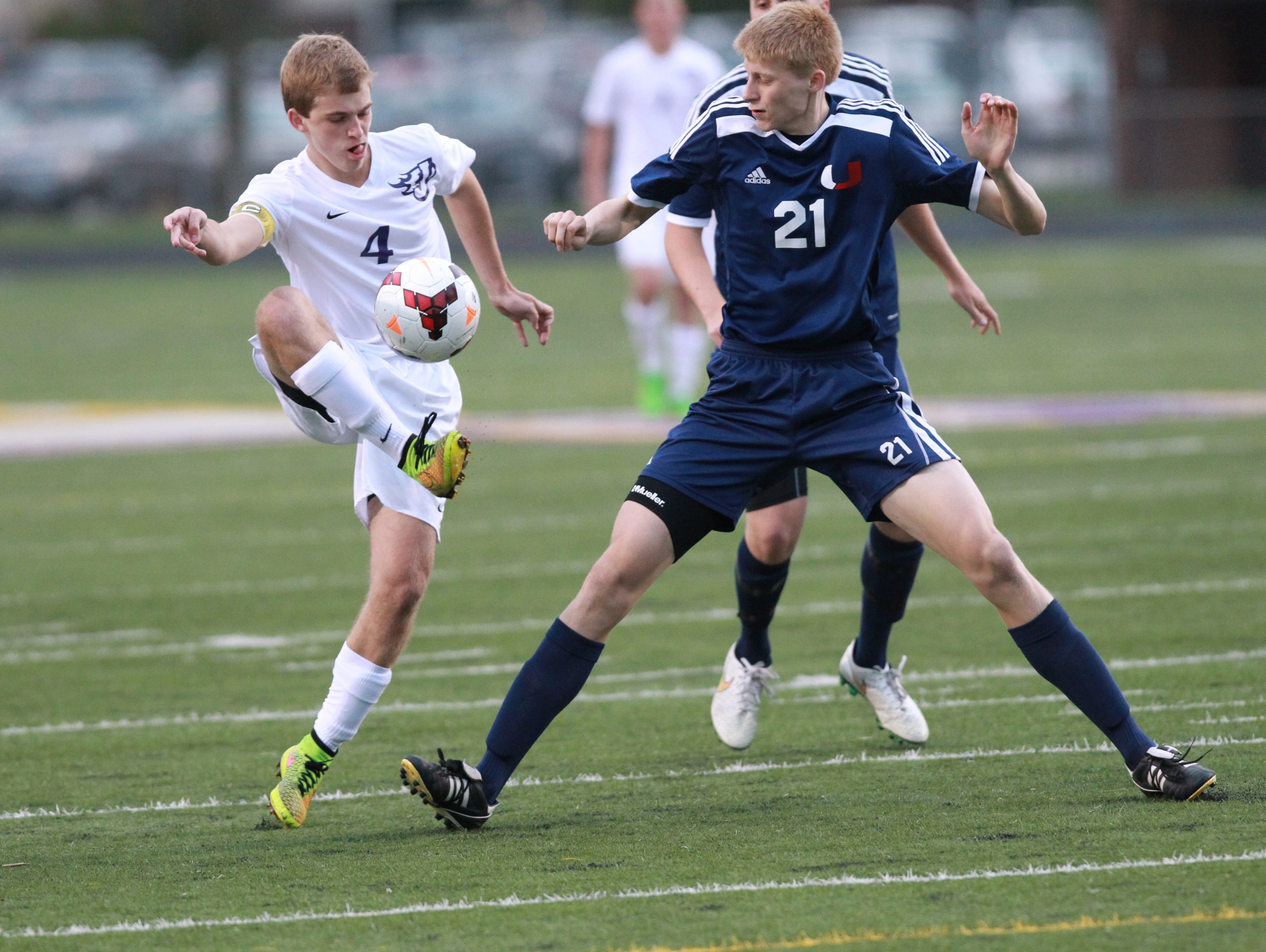 Senior Tristan Coaldrake (4) is top-ranked Johnston’s top scorer this season with seven goals and 10 assists. The Dragons (16-0) beat Urbandale 3-1 on May 1.