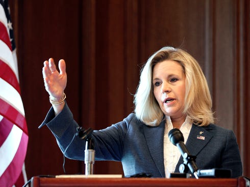Wyoming Senate candidate Liz Cheney holds a news conference at the Little America Hotel and Resort in Cheyenne, Wyo., on July 17, 2013.