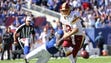 Washington Redskins quarterback Kirk Cousins (8) fumbles