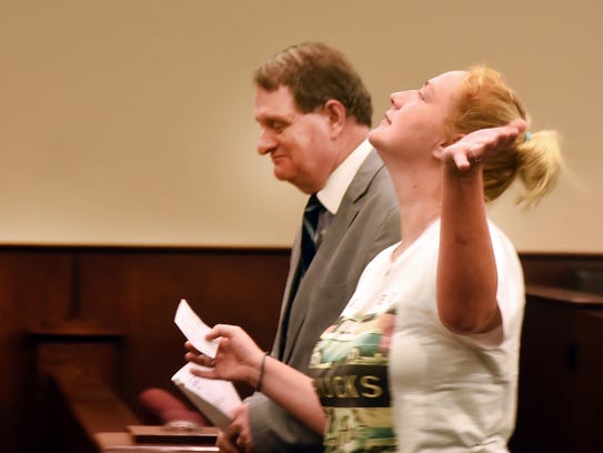 Portland resident Amber Mittelstrasser, 23, reacts