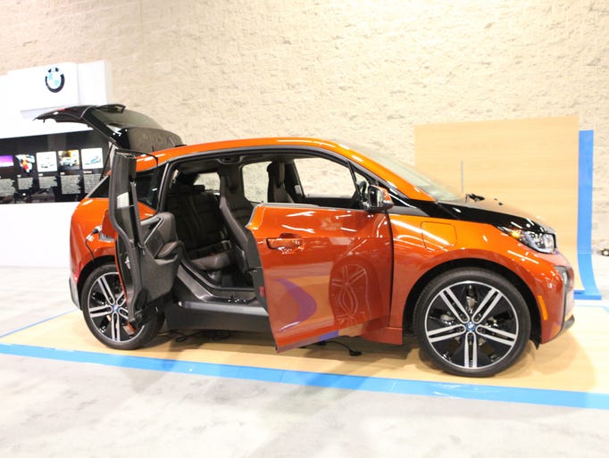 Backseat doors to the 2014 BMW i3 open from the rear