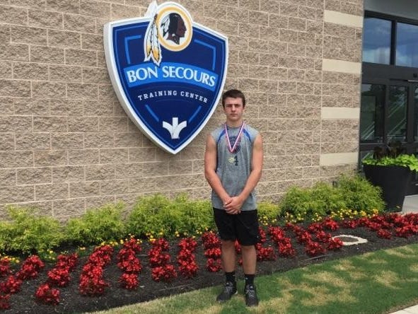 Tuscola junior Caleb Ferguson placed second out of more than 100 football players in the standing long jump at last weekend's Blue-Grey All-American Bowl Mid-Atlantic Super Regional combine in Richmond, Va.