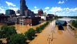 Water from the Cumberland River flooded the riverfront