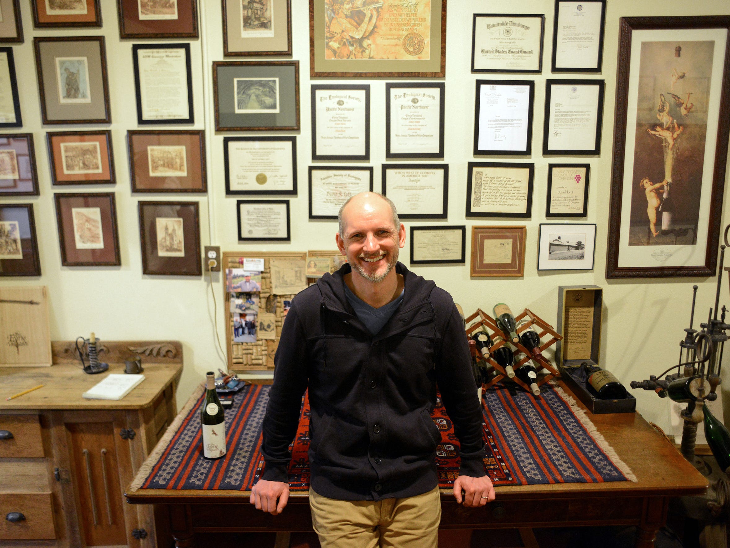 Jason Lett stands inside The Eyrie Vineyards’ McMinnville