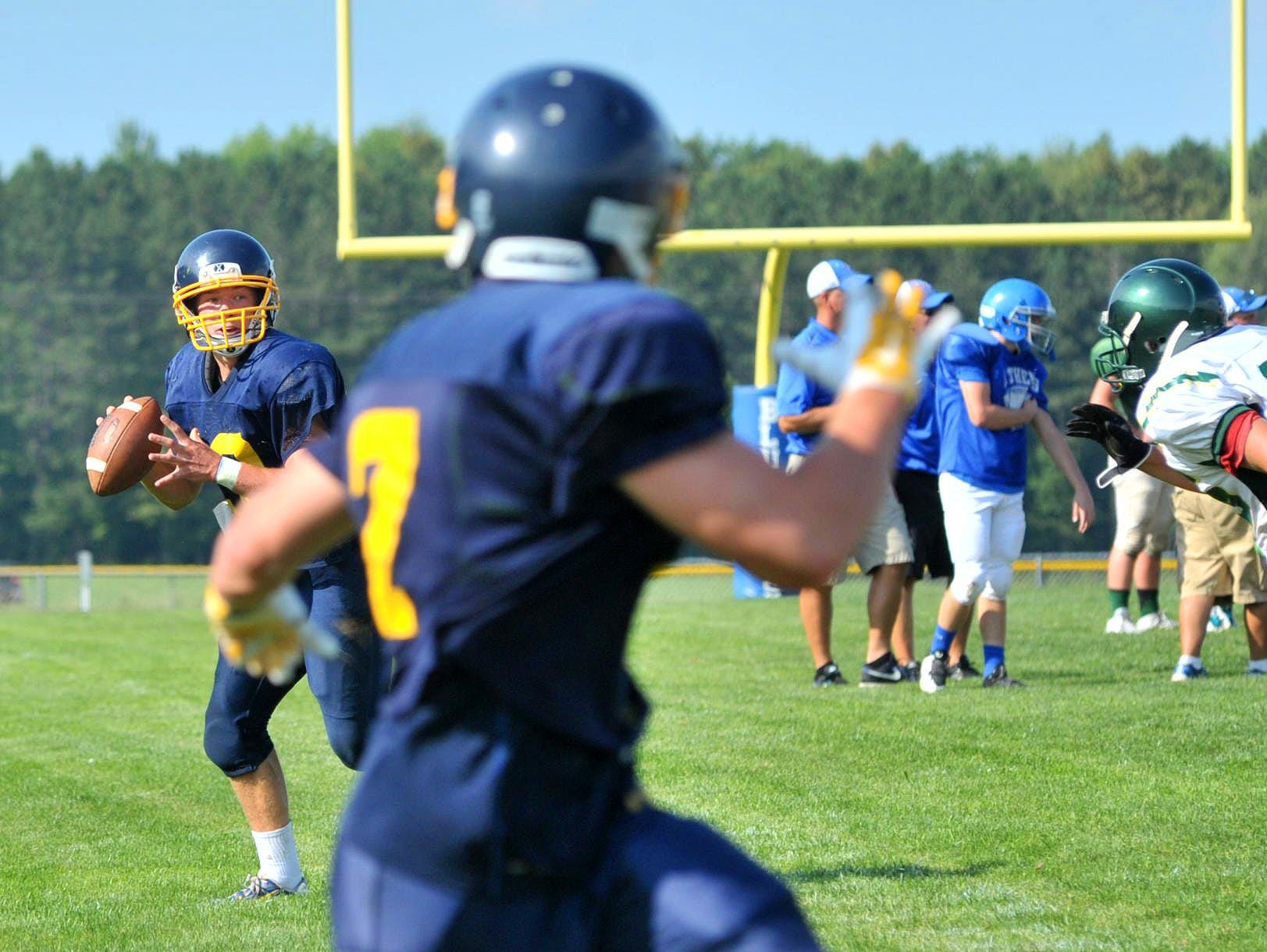 Tomahawk vs. Wittenberg-Birnamwood on scrimmage Friday afternoon at Athens High School football field.