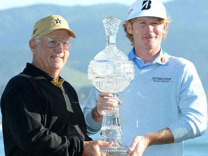 Toby Wilt, left, with Brandt Snedeker, after winning the 2013 Pebble Beach National Pro-Am. Wilt has been been selected for induction into the Tennessee Golf Hall of Fame.