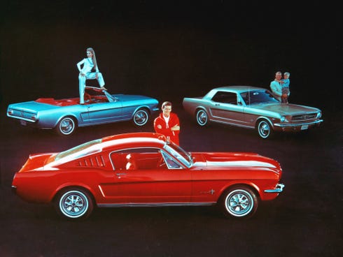 Ford pitched the original Mustang as a car with enough variants for everybody. Launched April 17, 1964, it's officially a 1965 model.