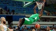 Nigeria forward Ekene Ibekwe dunks the ball against