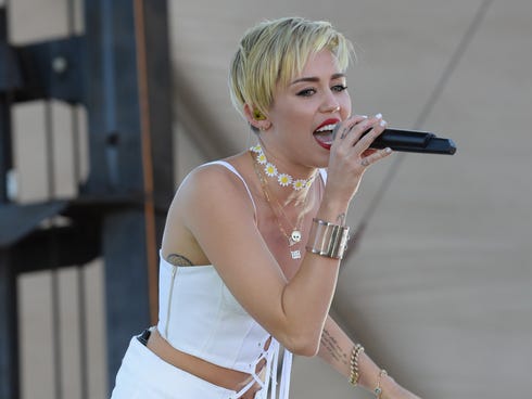 Miley Cyrus performs onstage during the iHeartRadio Music Festival at the MGM Grand Garden Arena on Sept. 21, 2013 in Las Vegas.
