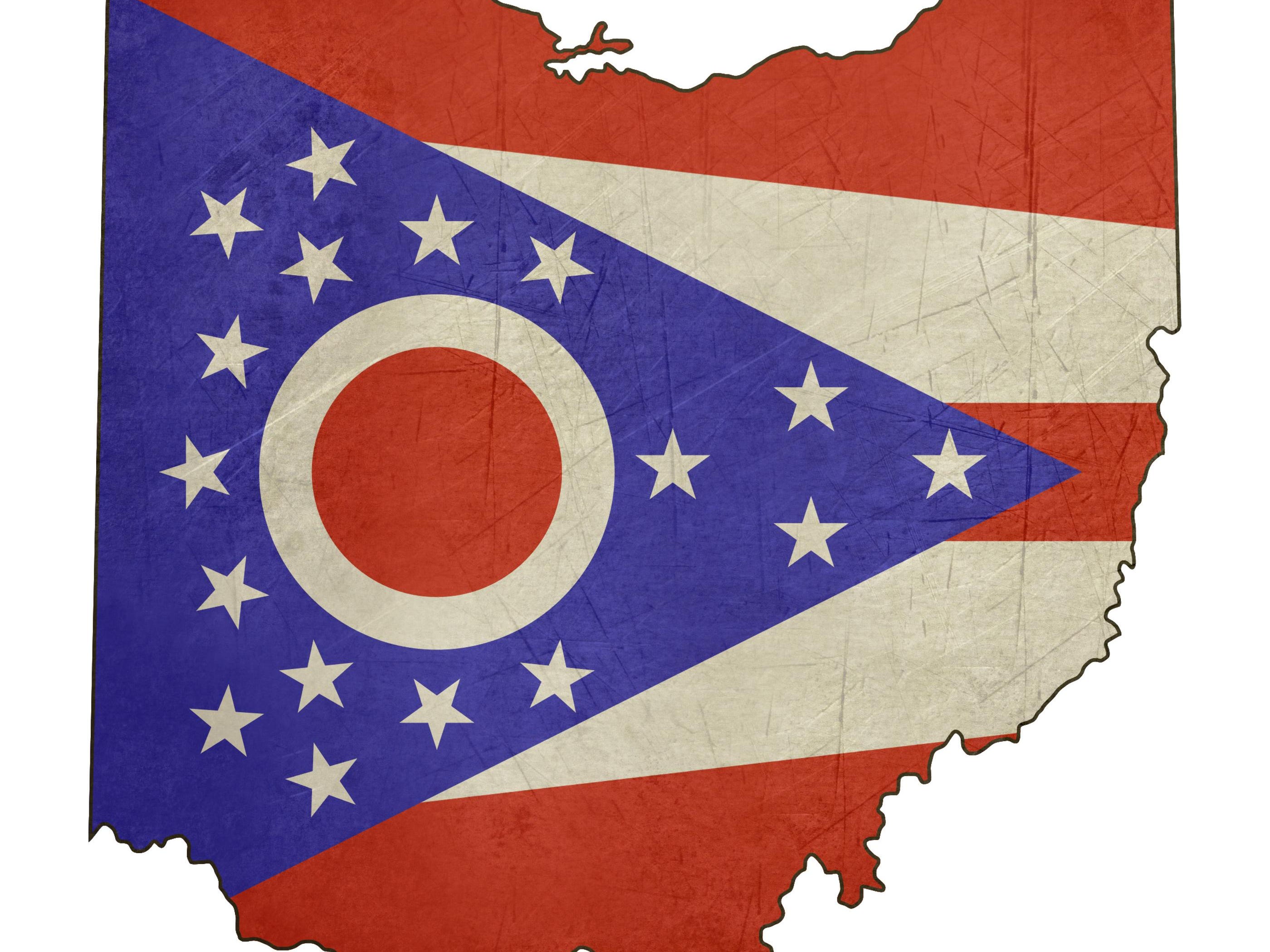 Grunge state of Ohio flag map