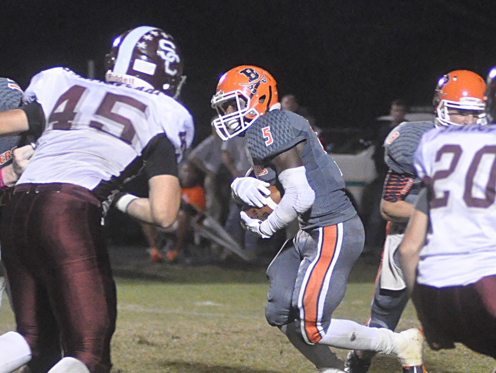 Beech senior Rodrick Napper carries the ball the first-quarter. Napper rushed for 176 yards and two touchdowns on 18 carries.