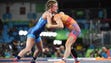 Haley Ruth Augello of the United States, left, wrestles