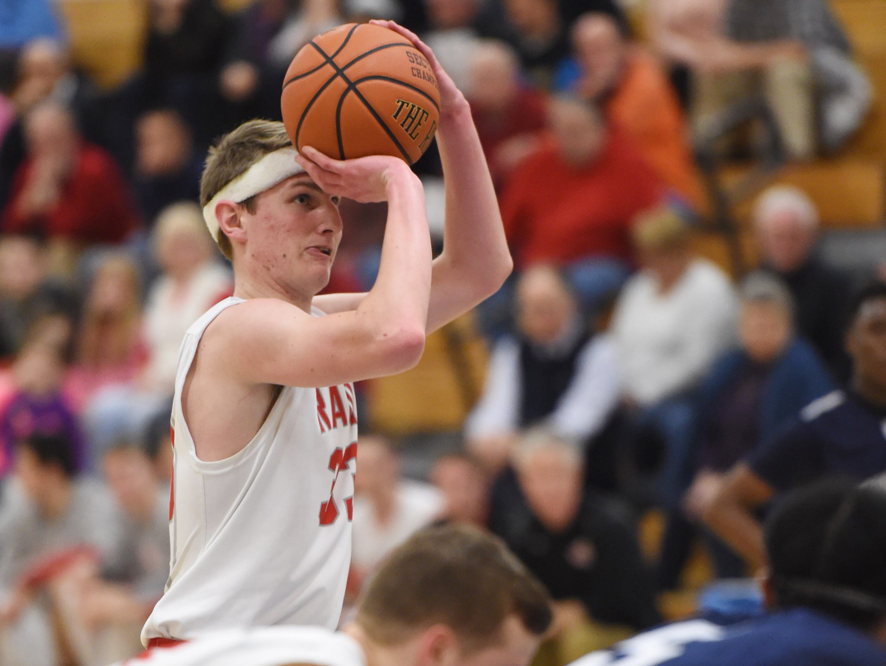 Red Hook High School's Colin Bemis takes a free throw against Poughkeepsie in the Mid-Hudson Athletic League semifinals on Feb. 17 at SUNY Ulster.