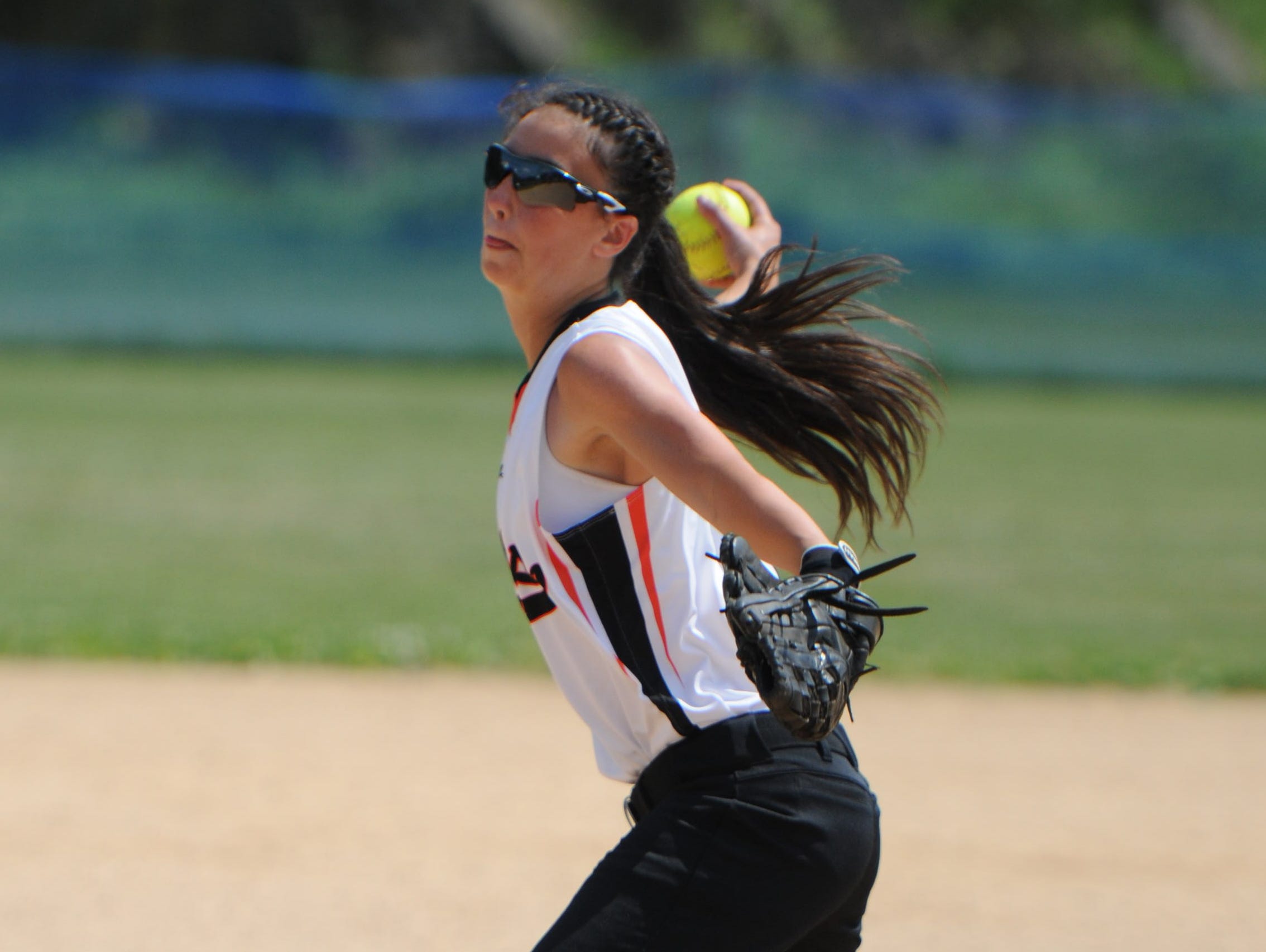 Marlboro's Taylor Felicello pitches during the Section 9 Class B Championship in Rhinebeck last year.