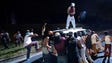 Protesters surround a police vehicle in Charlotte,