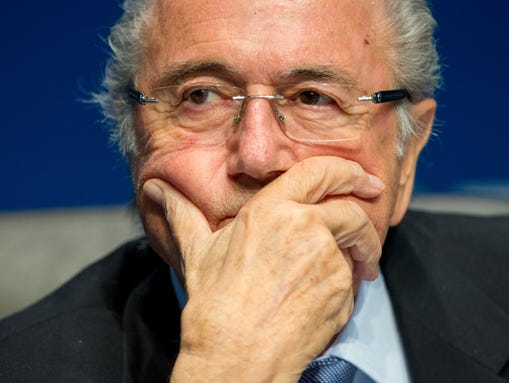FIFA President Joseph Blatter looks on during a news