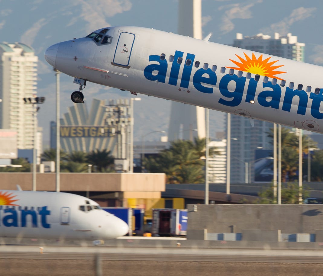 Allegiant MD-80s trade places at Las Vegas McCarran International Airport on Oct. 2, 2016.