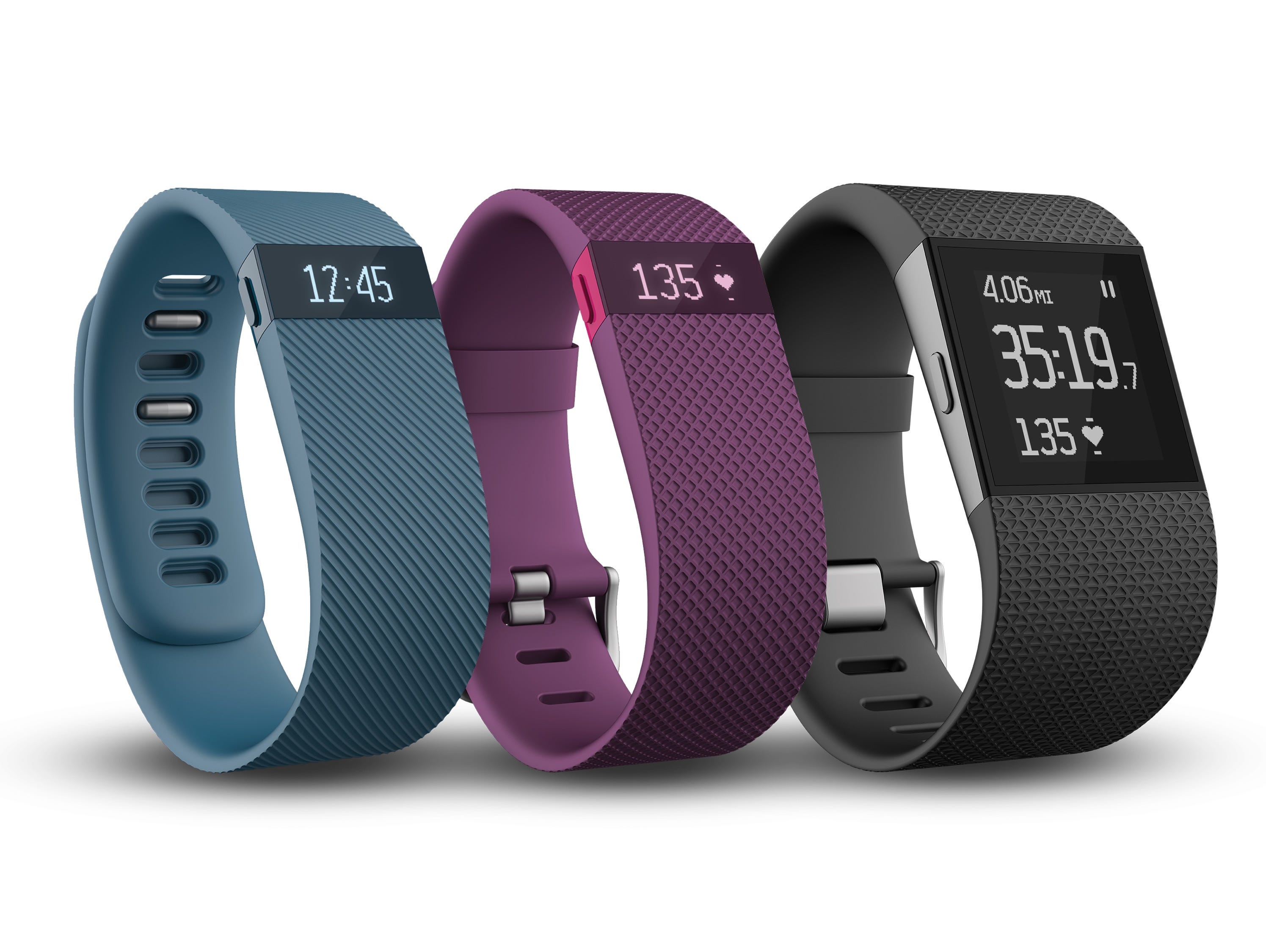 Fitbit's new activity trackers. The Surge is on right