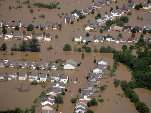 This is a view of flooded homes at Pennington Bend