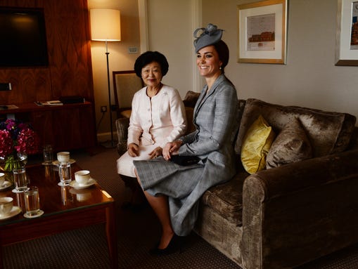Duchess Kate sits with Mary Tan during a state visit.