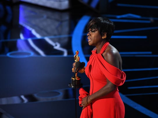 Viola Davis accepts the Oscar for best supporting actress