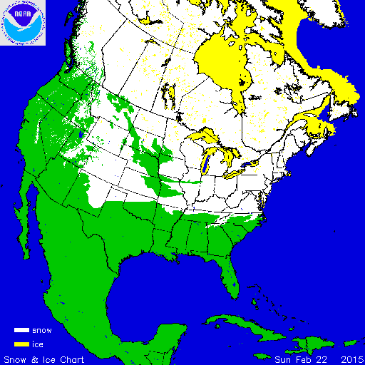 A map from the National Ice Center shows snow in every
