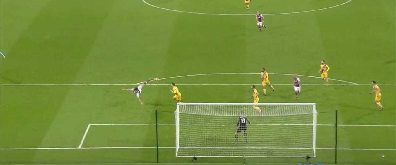 West Ham's Andy Carroll scored scissor-kick goal