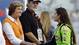 Pat Summitt, left, head coach emeritus of the Tennessee women's basketball team, greets Danica Patrick before the Food City 250 NASCAR Nationwide Series auto race on Friday, Aug. 24, 2012, in Bristol, Tenn. Summitt was the grand marshal of the race.