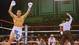 Camacho exults as referee Joe Cortez stops Camacho's bout with "Sugar" Ray Leonard during the fifth round in Atlantic City in 1997.