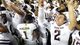 Manziel celebrates Texas A&M's 29-24 victory over the Alabama Crimson Tide at Bryant Denny Stadium.
