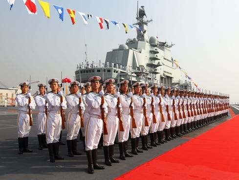Aircraft Registration on Military Officers Stand On Board China S Aircraft Carrier Liaoning In
