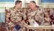 Chairman of the Joint Chiefs of Staff Gen. Colin Powell, left, confers with Schwarzkopf in Saudi Arabia on Feb. 8, 1991.