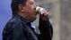 Venezuelan President Chavez takes a drink during a campaign rally on Oct. 4, 2012, in Caracas.