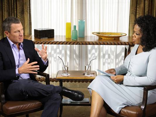 Photo: Lance Armstrong in Austin, Texas, on Monday, talking to Oprah Winfrey. 