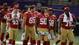 San Francisco 49ers linebacker Cam Johnson (50), Anthony Davis (76), Darius Fleming (58), Bruce Miller (49) enter the field during media day in preparation for Super Bowl XLVII against the Baltimore Ravens at the Mercedes-Benz Superdome.