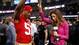 Clark Haggans #51 of the San Francisco 49ers and Katherine Webb of 'Inside Edition' dance during Super Bowl XLVII Media Day ahead of Super Bowl XLVII at the Mercedes-Benz Superdome on January 29, 2013 in New Orleans, Louisiana. The San Francisco 49ers will take on the Baltimore Ravens on February 3, 2013 at the Mercedes-Benz Superdome.