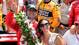 IndyCar driver Dario Franchitti celebrates with wife Ashley Judd in victory lane after winning the 2012 Indianapolis 500 at the Indianapolis Motor Speedway.