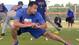 Mets starting pitcher Johan Santana stretches during spring training at Tradition Field.