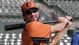 Former Olympic swimmer Michael Phelps takes  batting practice with the Baltimore Orioles.