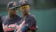 Justin Upton, left, and his brother B.J. at spring training in Kissimmee, Fla.