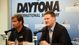 Daytona International Speedway president Joie Chitwood (left) and NASCAR vice president of operations Steve O'Donnell speak at a press conference after the DRIVE4COPD 300 at Daytona International Speedway.