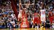 Game 3: Feb. 6 vs. Houston Rockets. Chris Andersen and the Heat blocked Chandler Parsons and the red-hot Rockets for their 20th home win. LeBron James and Dwyane Wade combined for 63 points. Score: 114-108.