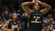 First round: Jamal Olasewere of the LIU Brooklyn Blackbirds reacts during the second half of their 55 to 68 loss to the James Madison Dukes during the first round of the 2013 NCAA tournament on March 20 in Dayton, Ohio.