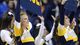 Marquette Golden Eagles cheerleaders perform in the first half of a second-round match-up with the Davidson Wildcats at Rupp Arena.