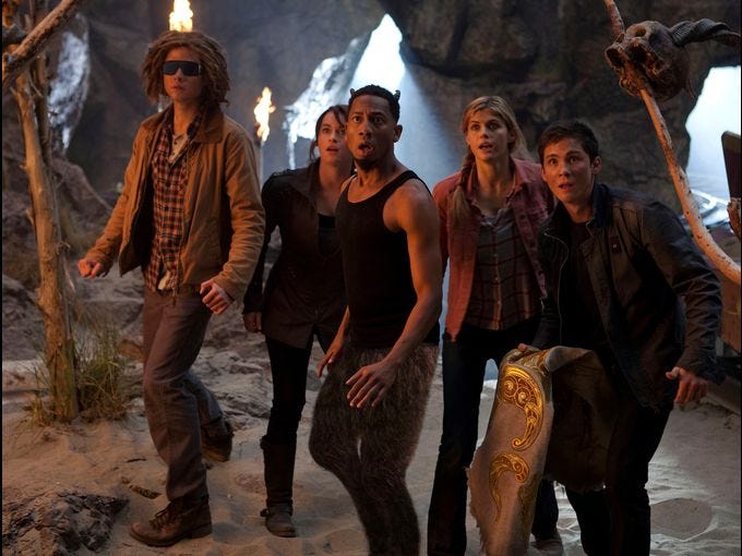 Tyson the Cyclops (Douglas Smith), Clarisse La Rue, (the daughter of war-god Ares, played by Leven Rambin) the goat-like satyr Grover (Brandon T. Jackson), Annabeth Chase (Alexandra Daddario) and Percy Jackson (Logan Lerman) all seek to retrieve the mythical golden fleece. "This is the first movie we meet Clarisse," says Freudenthal. "She goes from camp rival to unlikely ally to Percy."